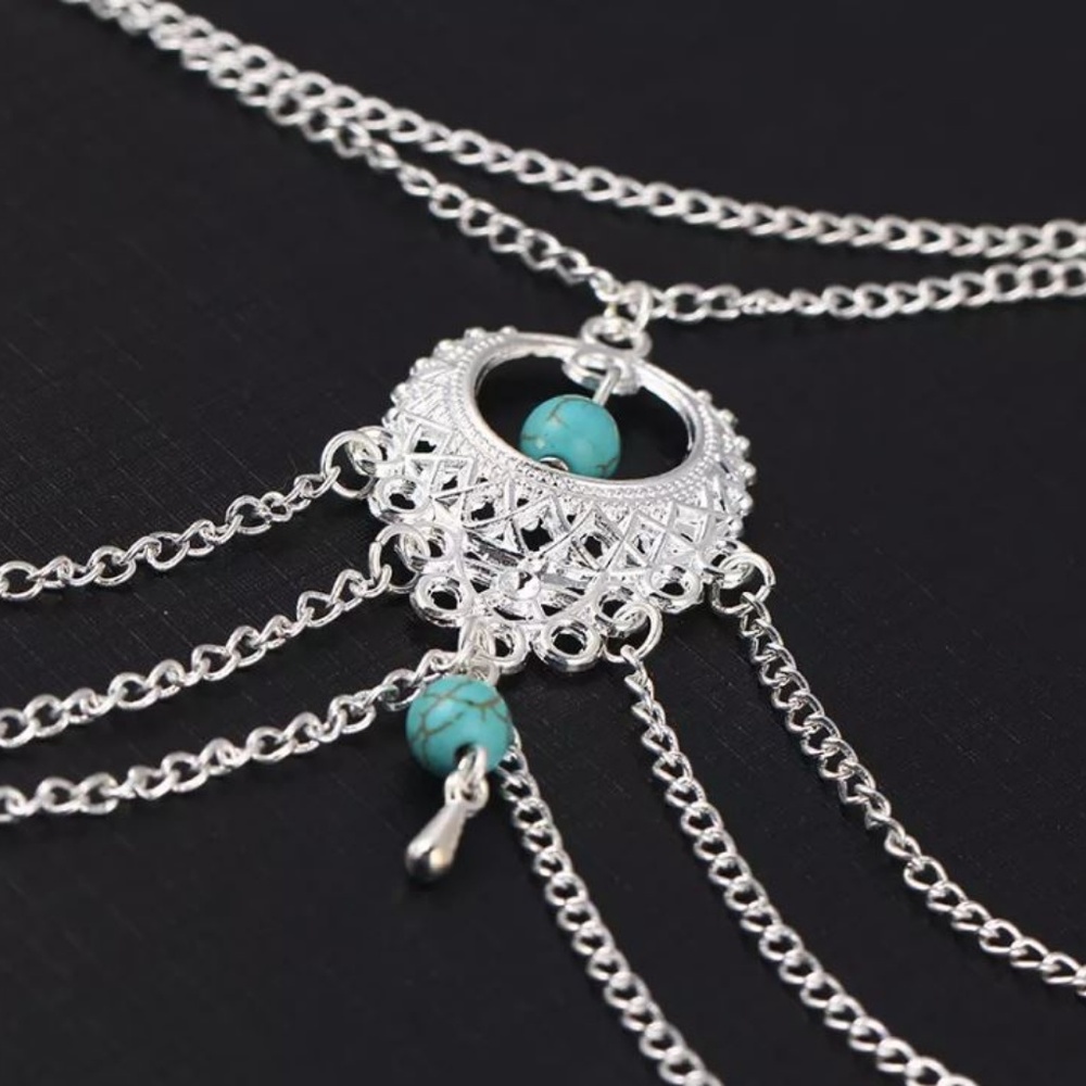 NEW Turquoise Anklet Set Silver Ankle Chains